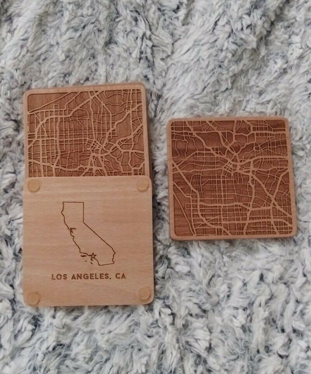 Greenline Goods Beech Wood Coasters - Wooden Coaster Set for Los Angeles, CA